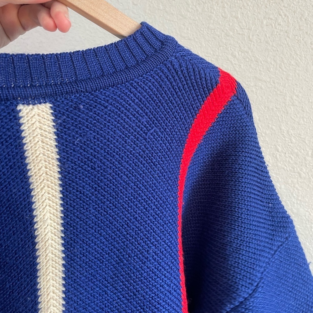 Vintage 80s Sweater with Red, Yellow & Cream Accents - Picture 6 of 15